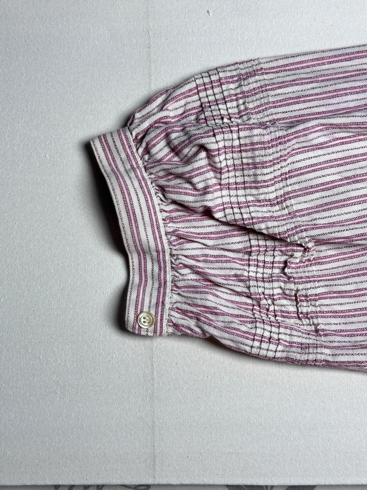 Summer Short-Sleeve Top with Striped Texture and Stand Collar