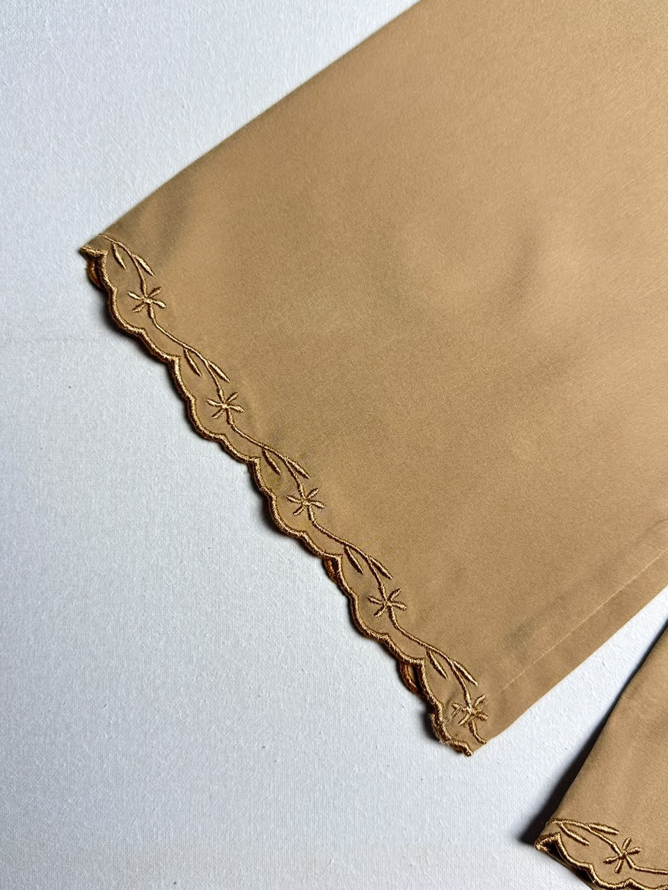 Solid Brown Top with Scalloped Edge Trim