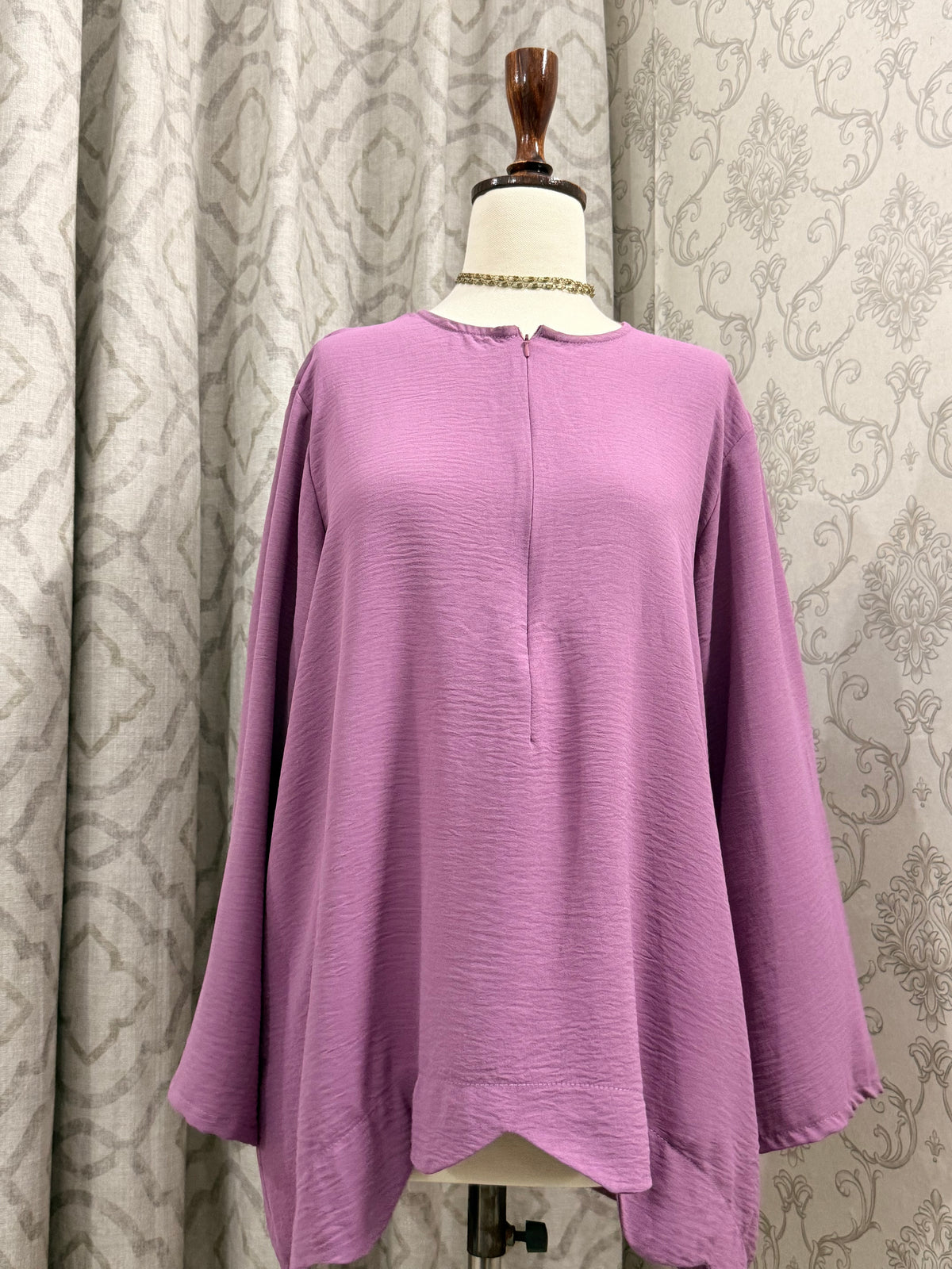 Dusty Purple Textured Round-Neck Tunic