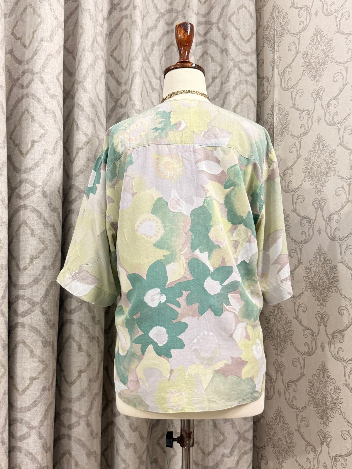 Botanical Print Casual Button-Down Top