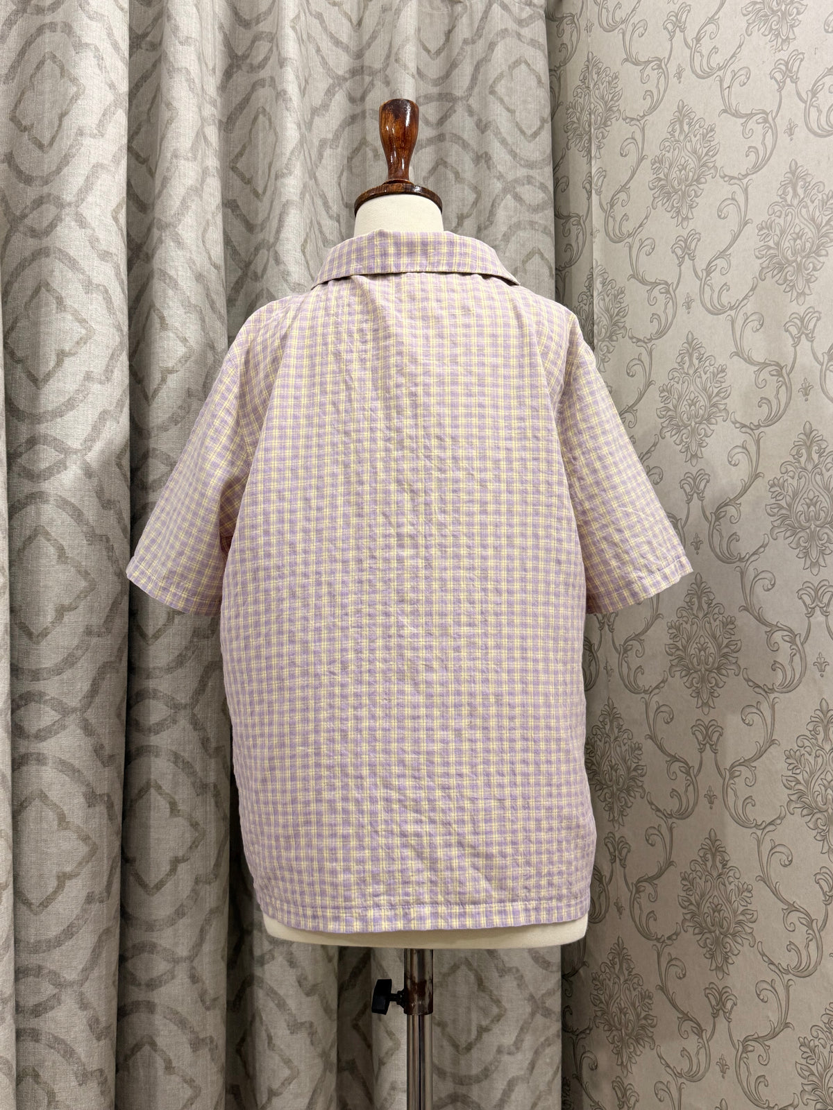 Purple and Yellow Plaid Button Top
