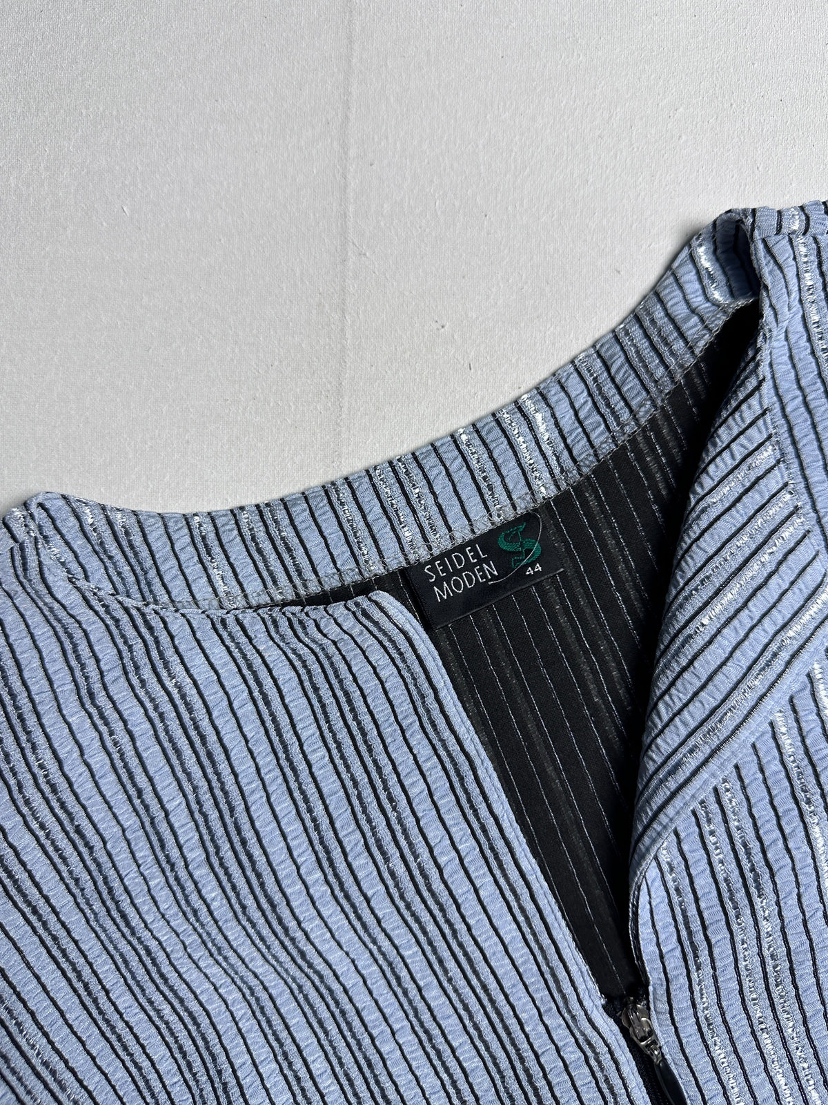 Lightweight Striped Zip Top with Mandarin Collar