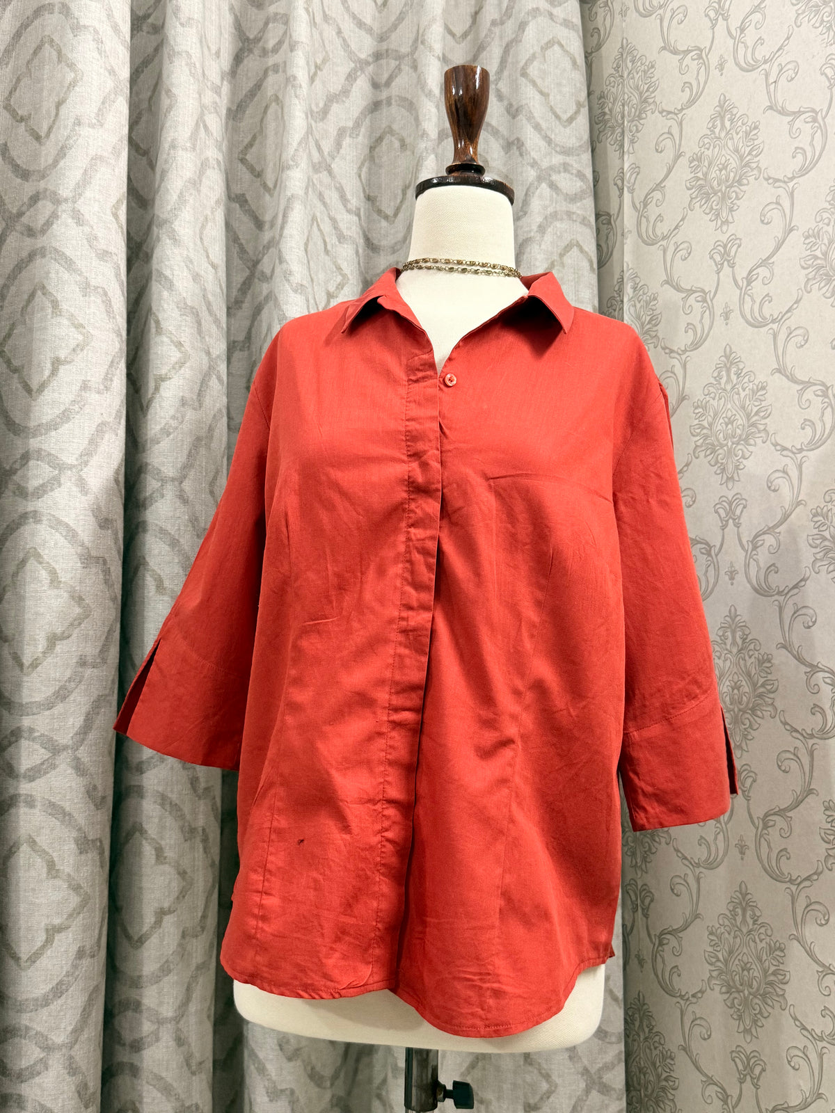 Cotton-Blend Top with Button-Down Front