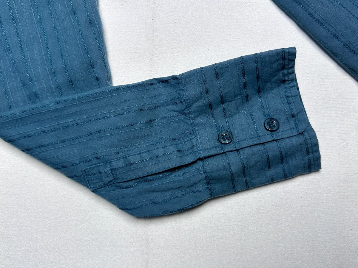 Teal Textured Button-Up Top
