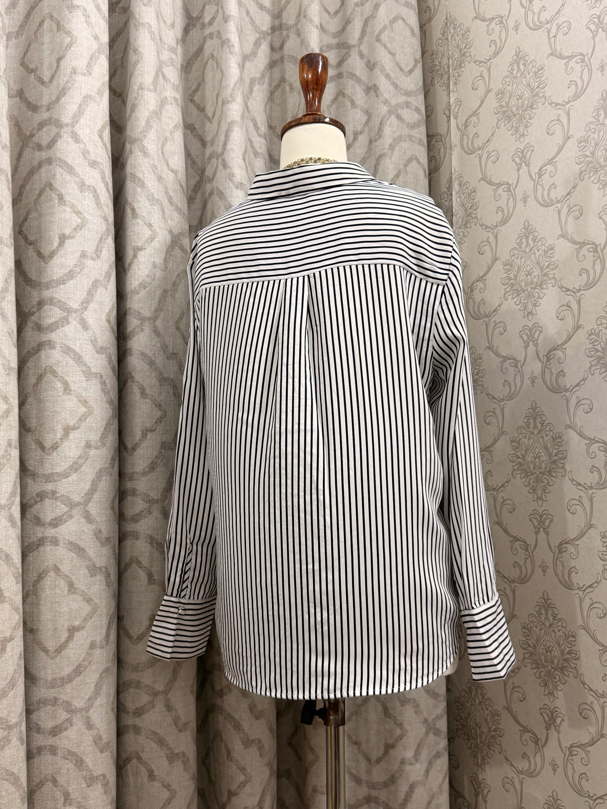 Office Wear Striped Button-Up Top