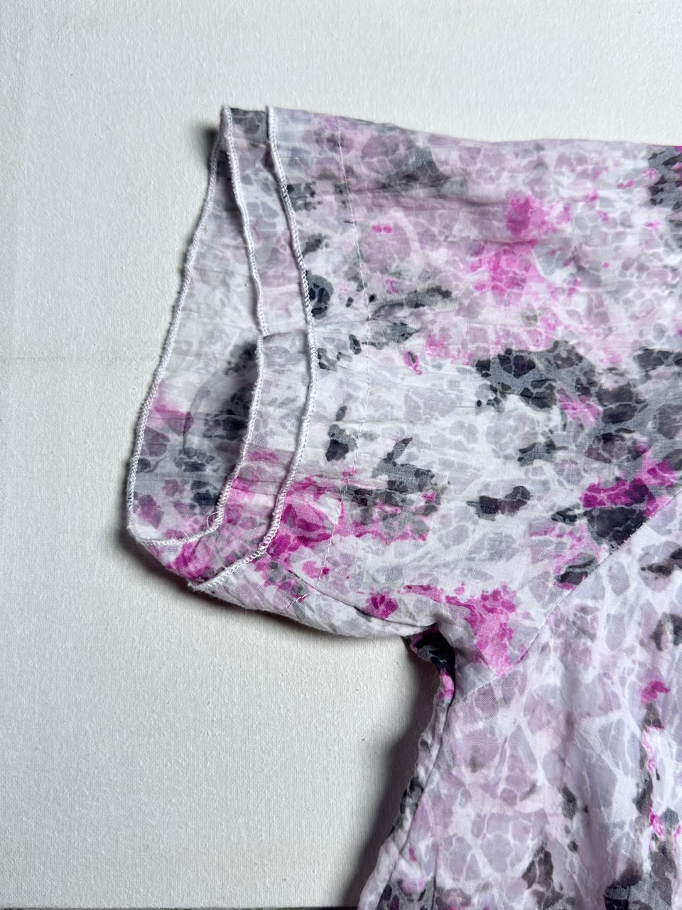 Pink Floral Short-Sleeve Button-Down Top