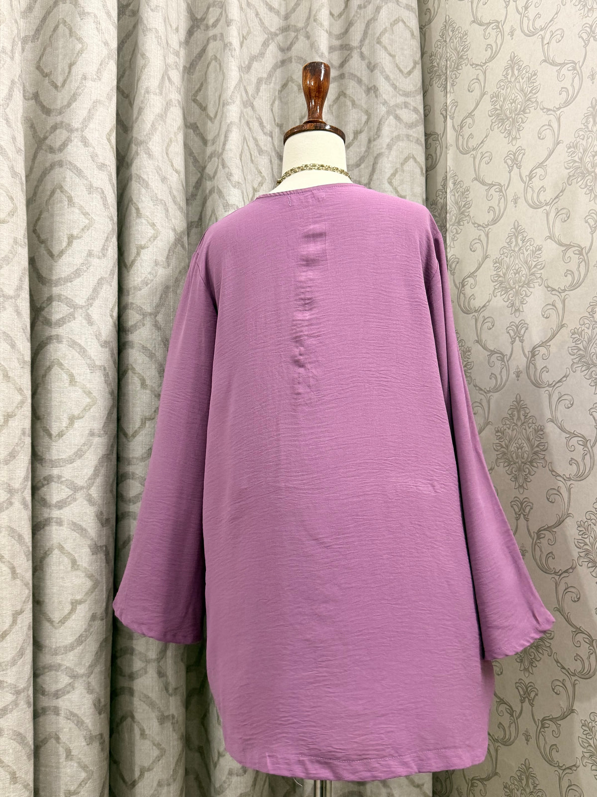 Dusty Purple Textured Round-Neck Tunic