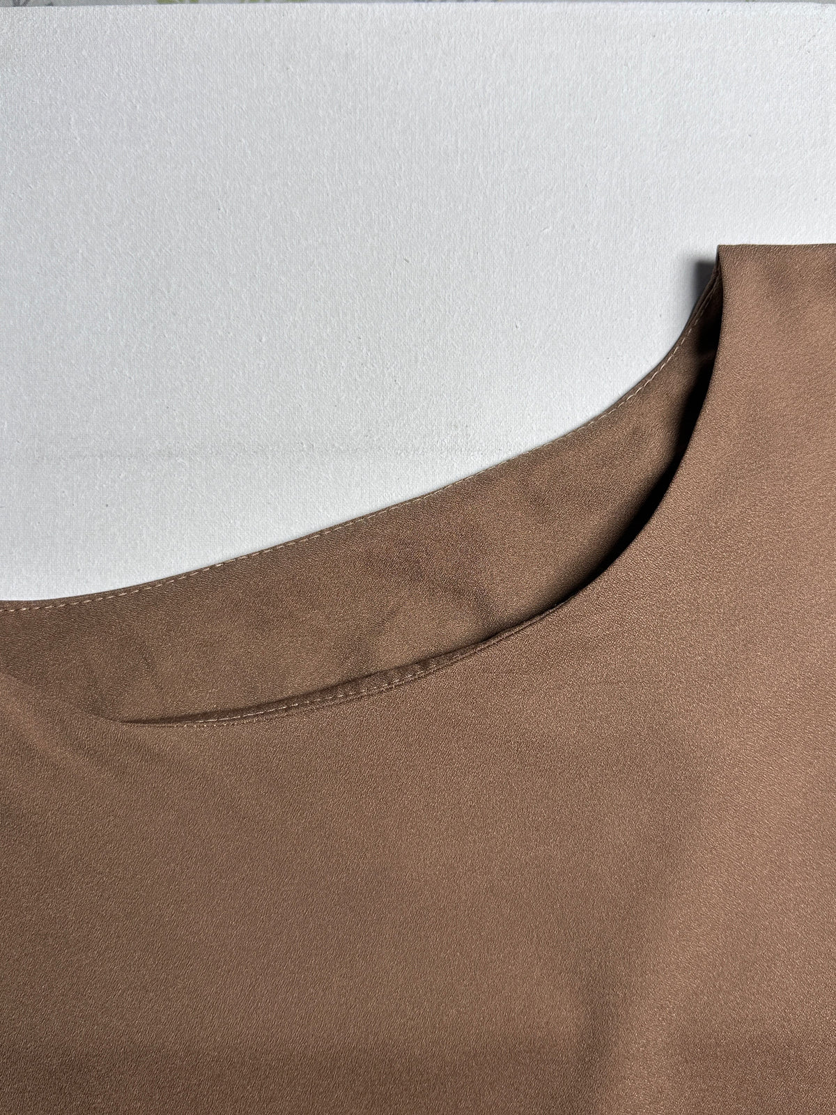 Solid Brown Fitted Top with Flared Sleeves