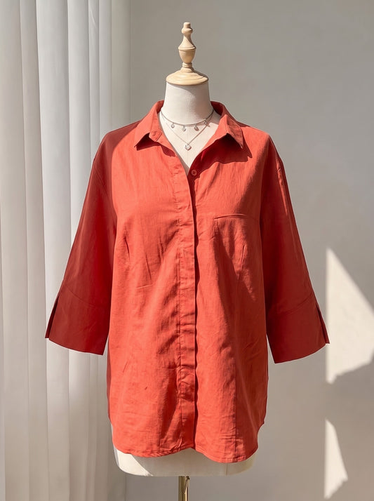 Cotton-Blend Top with Button-Down Front