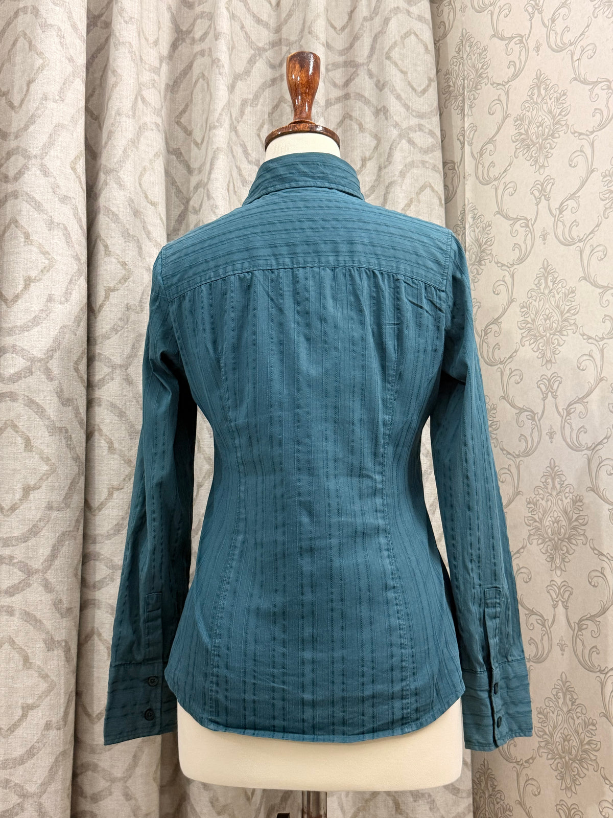 Teal Textured Button-Up Top