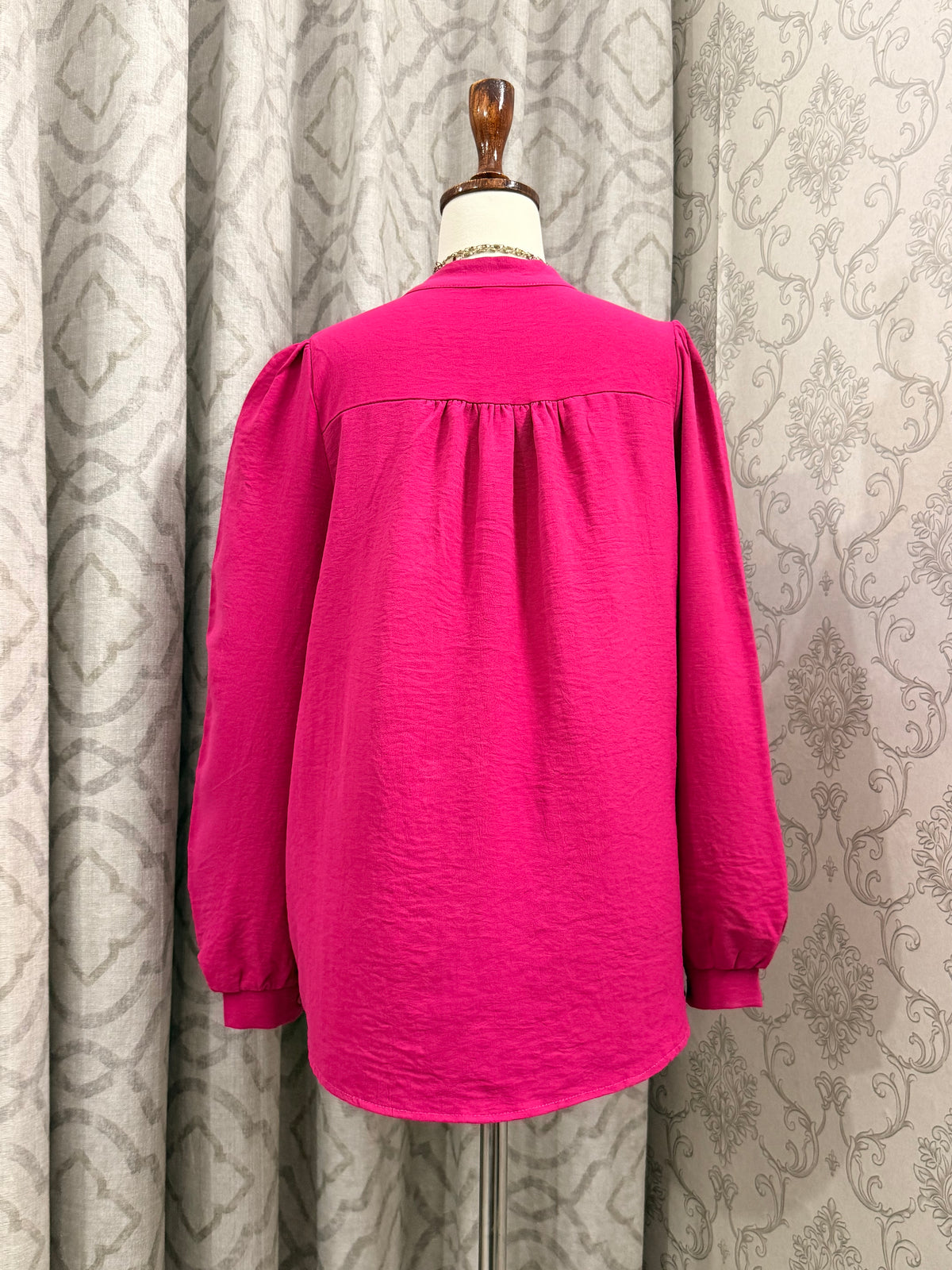 Bright magenta button-down Top