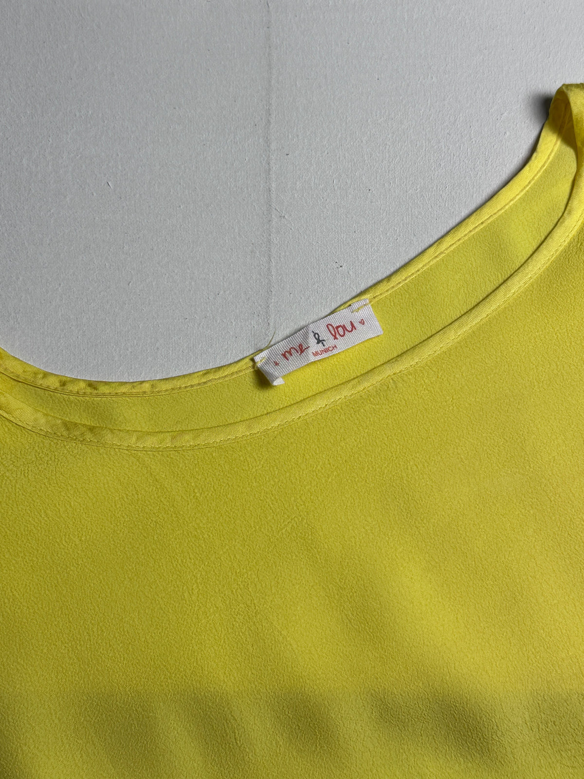 Sunshine Yellow Scoop Neck Top with Ruffled Trim and Flared Sleeves