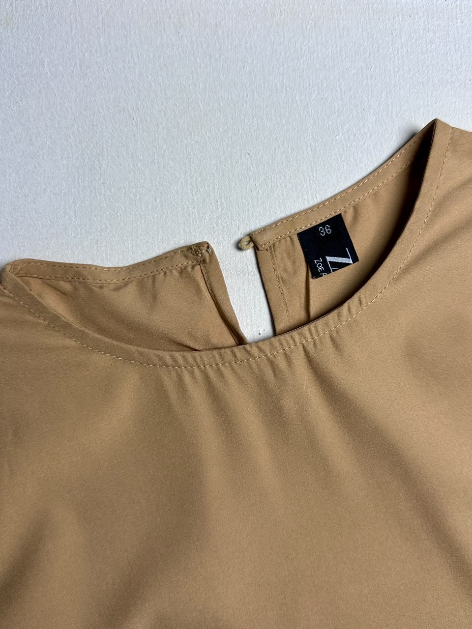 Solid Brown Top with Scalloped Edge Trim