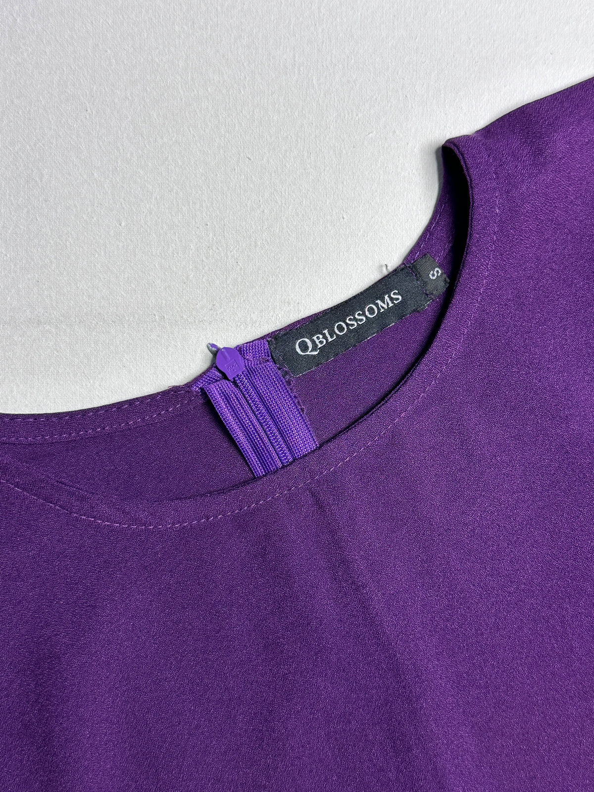 Solid Purple Fitted Blouse with Flared Sleeves