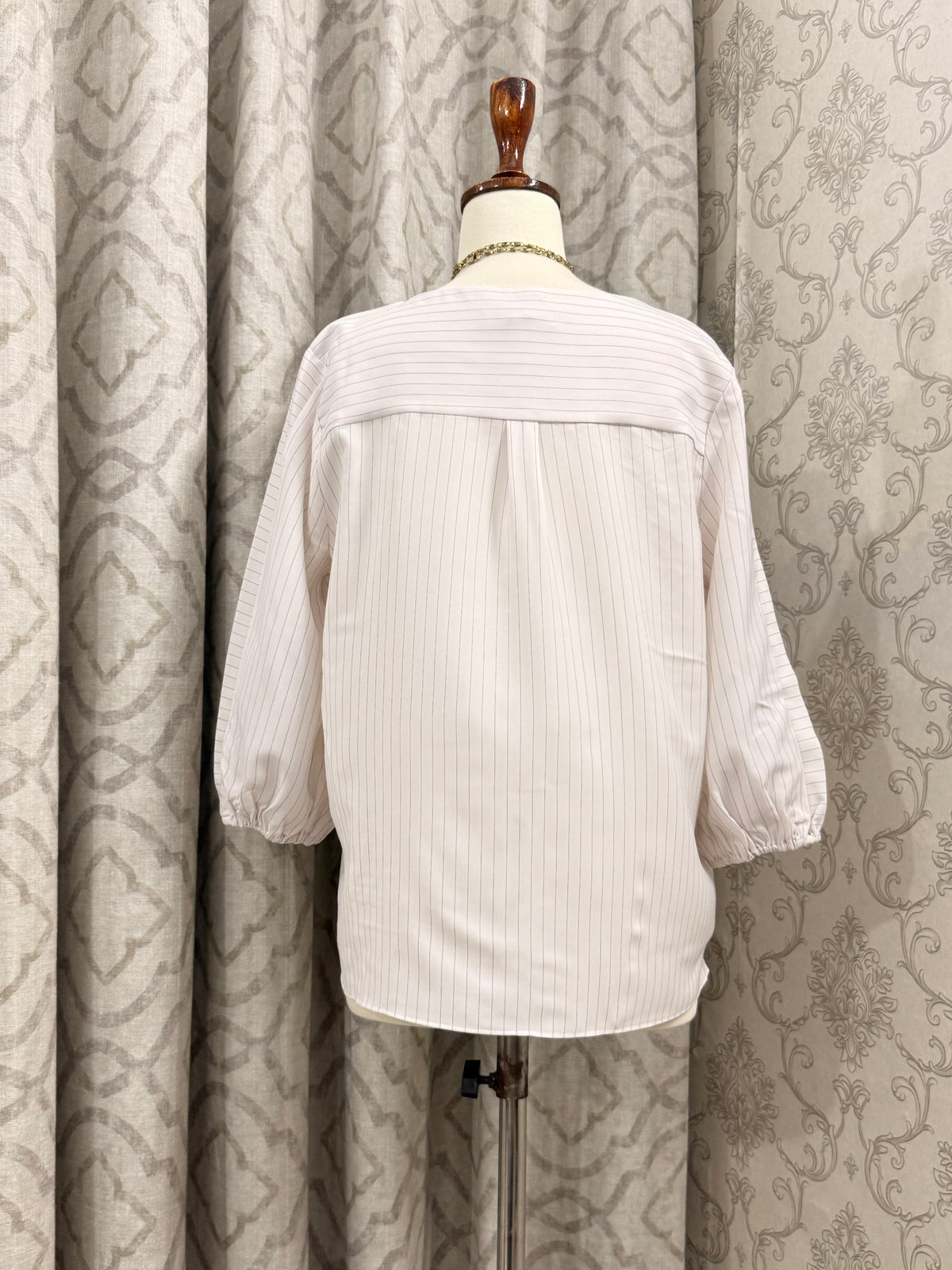 Striped Long-Sleeve Top with Classic Neckline