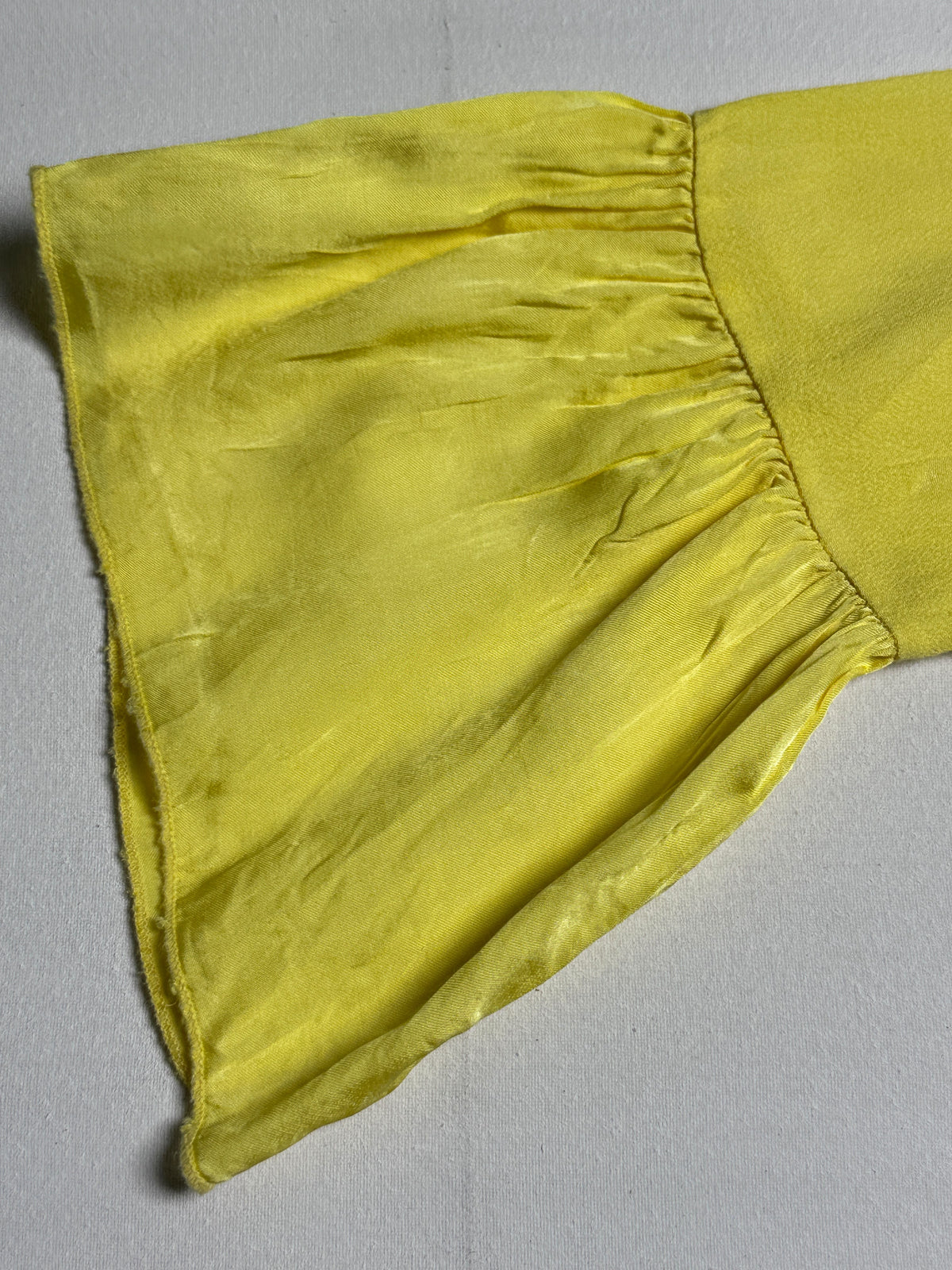 Sunshine Yellow Scoop Neck Top with Ruffled Trim and Flared Sleeves