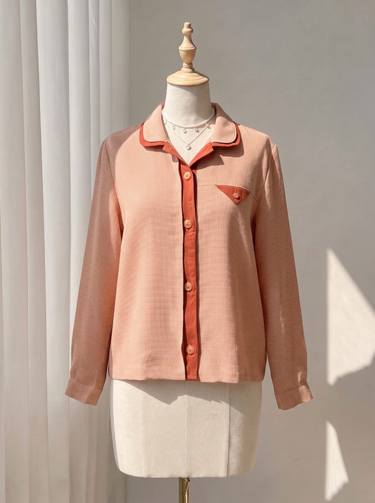 Casual Long-Sleeve Button-Down Top with Lapel Collar