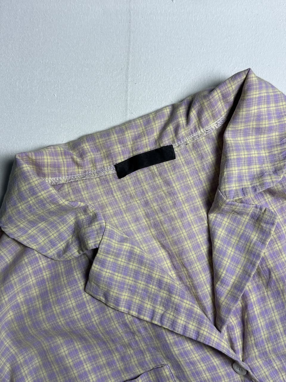 Purple and Yellow Plaid Button Top