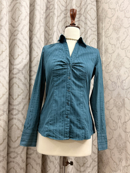 Teal Textured Button-Up Top