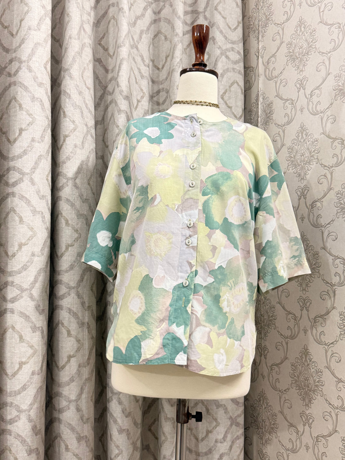 Botanical Print Casual Button-Down Top