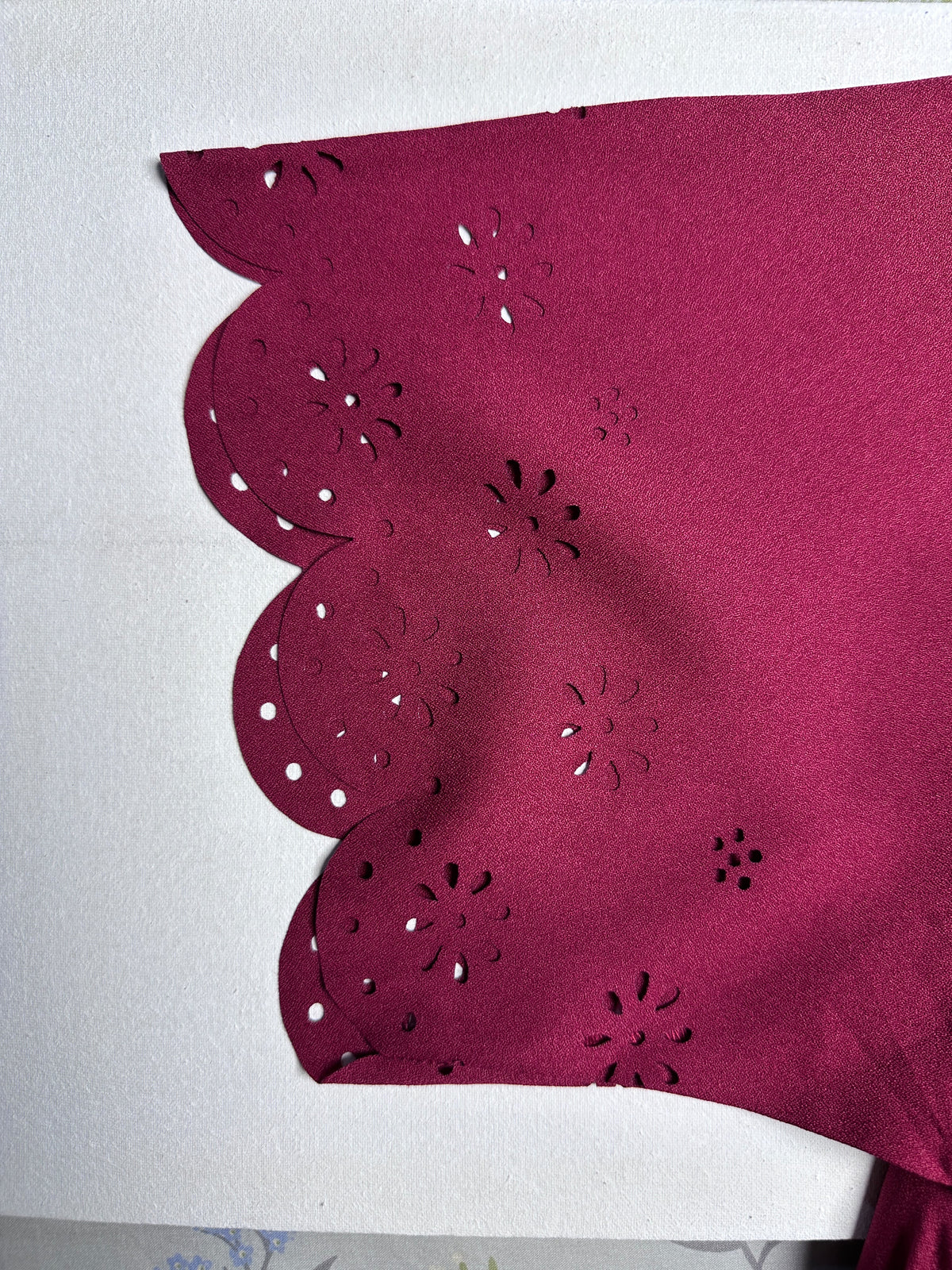 Burgundy Scalloped Eyelet Top