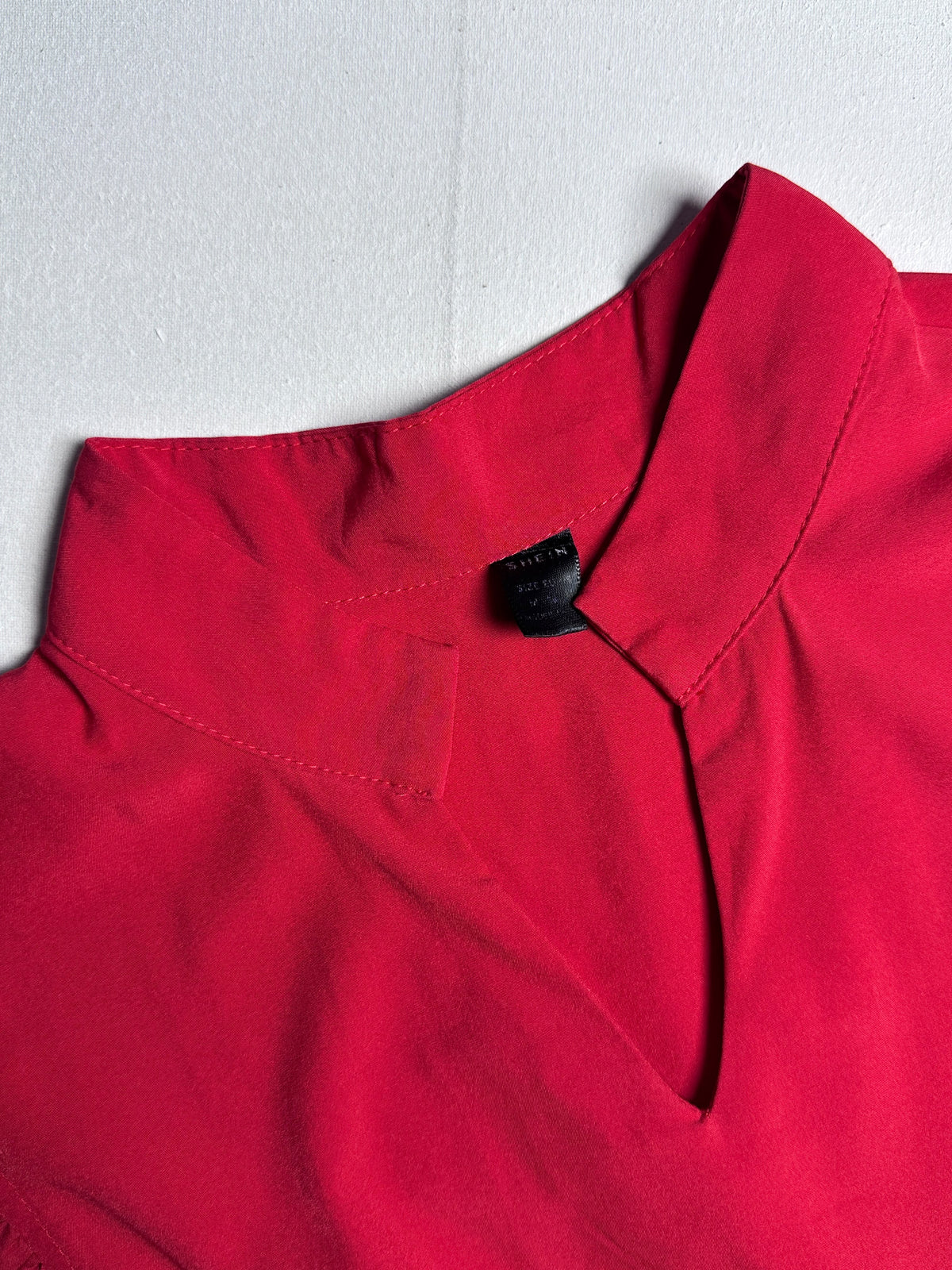 Short-Sleeve Tiered Swing Dress with Mock Neck