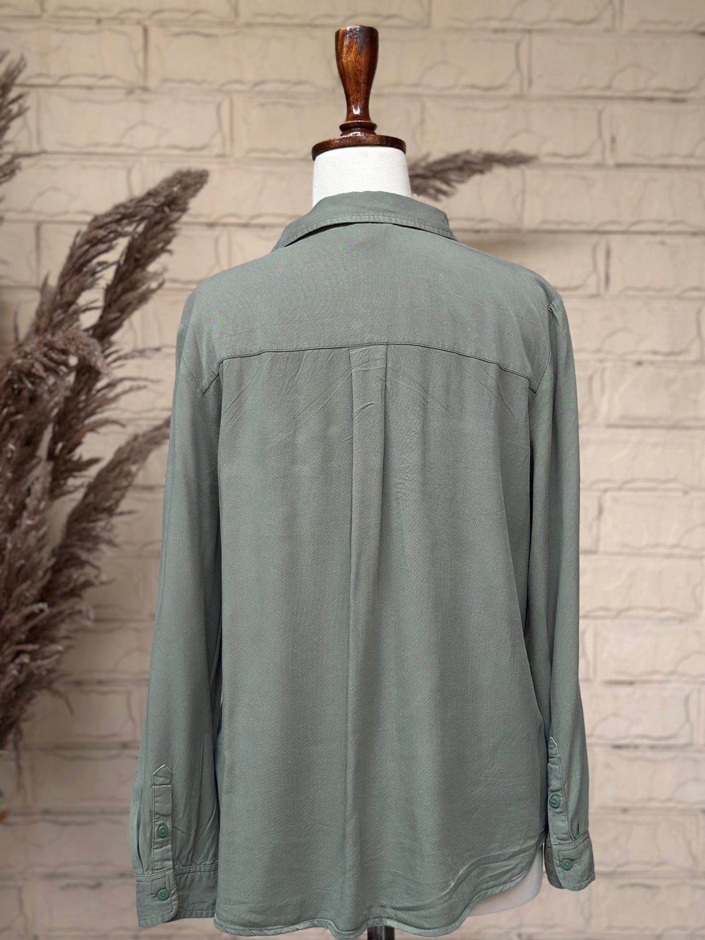 Sage Green Soft Tencel Dual-Pocket Top