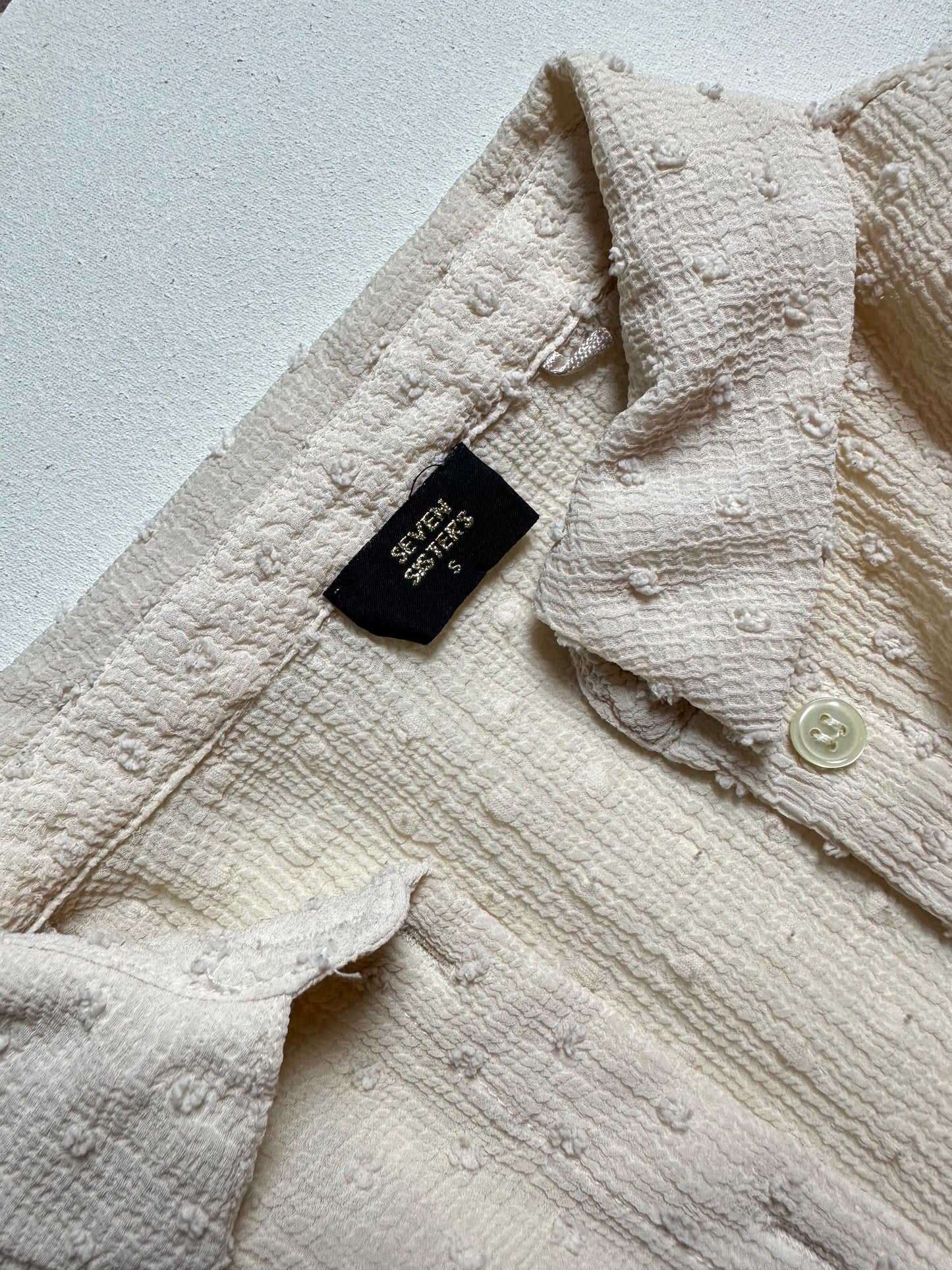 Ivory Crinkle-Gauze Long-Sleeve Shirt with Ruffled Cuffs