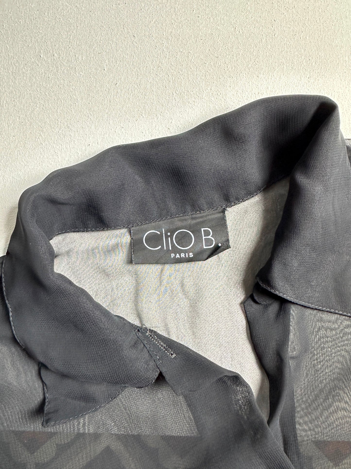 Black Sheer Chiffon Button-Down Shirt