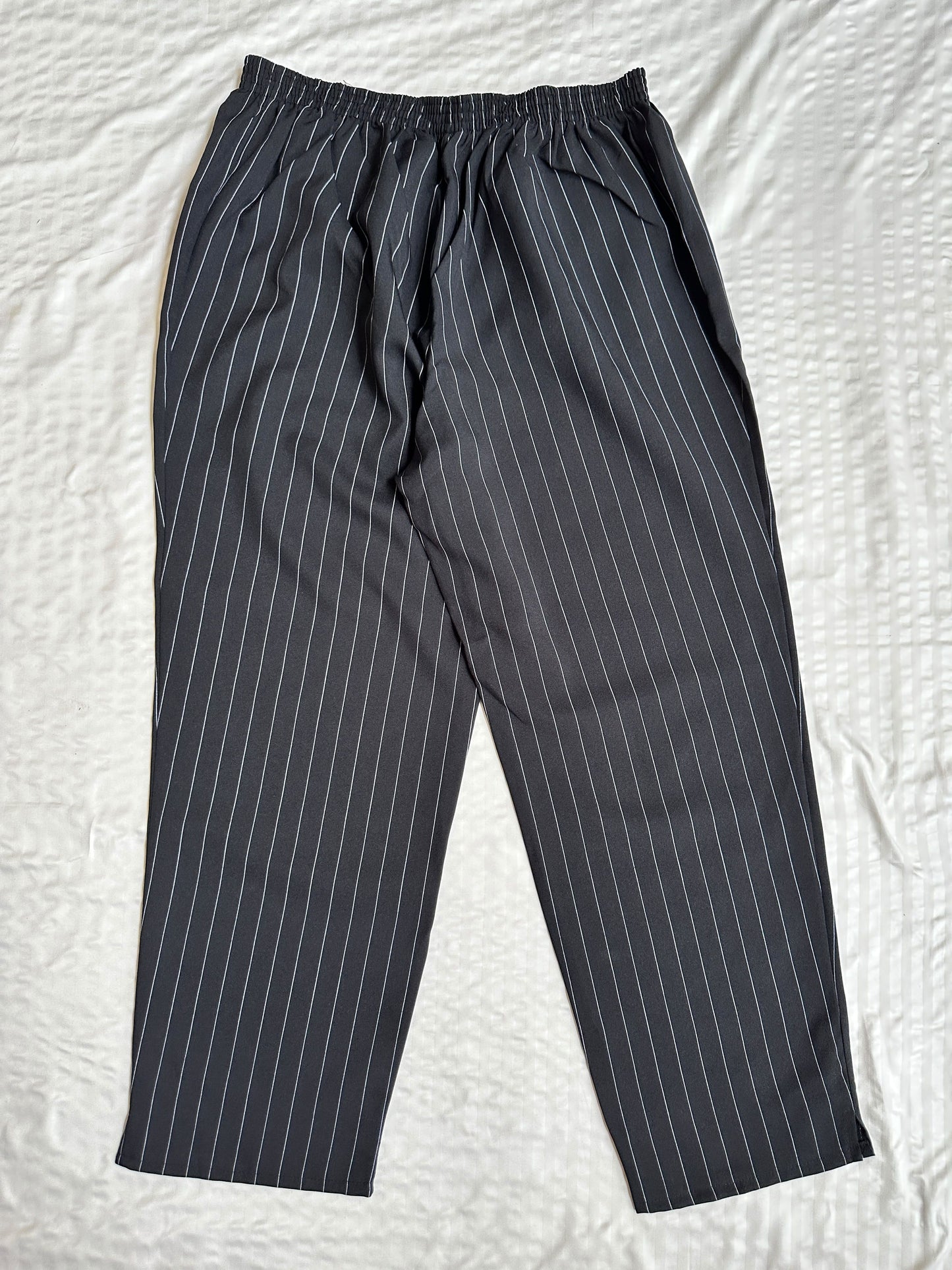Dress Pant - Striped Black Straight Pant