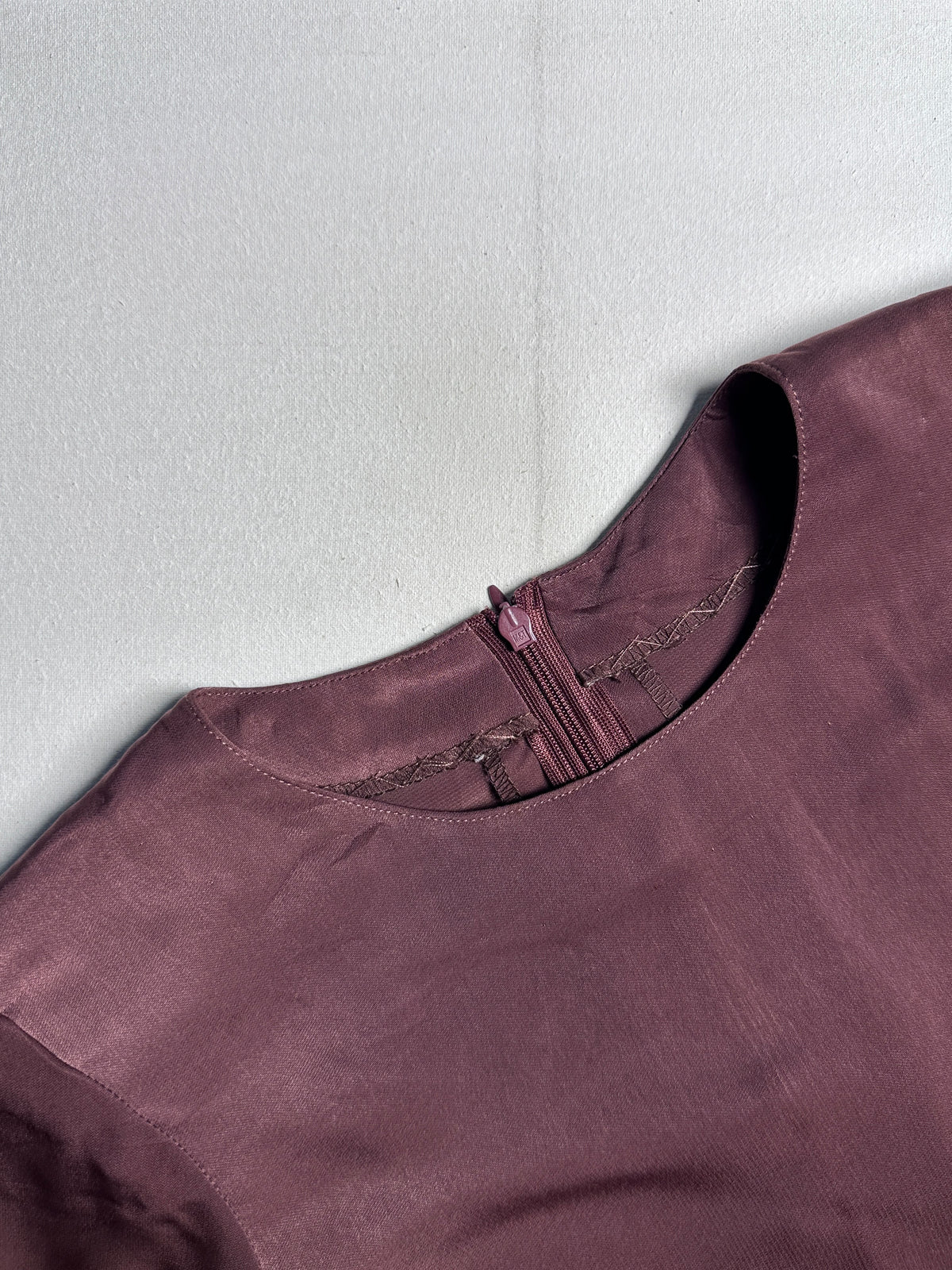 Brown Satin Peplum Top – Elegant Flared Hem Blouse with Bell Cuffs