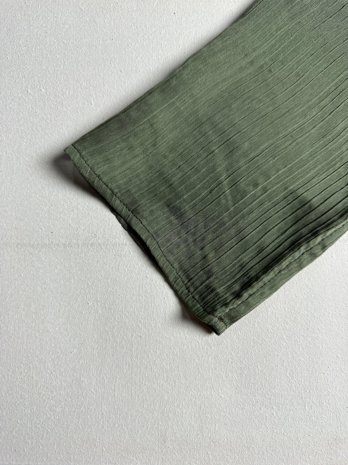 Crinkled V-Neck Tunic Blouse in Sage