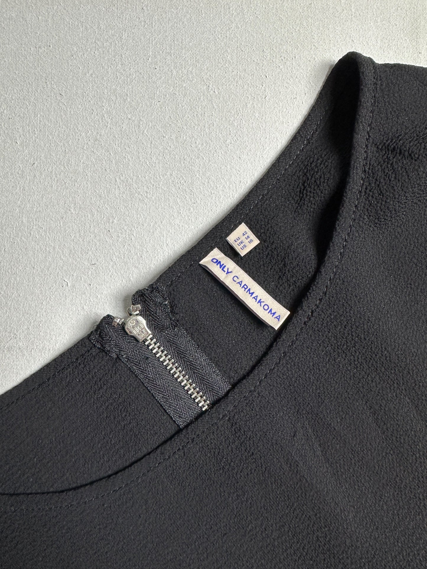 Black Textured Boatneck Long-Sleeve Blouse