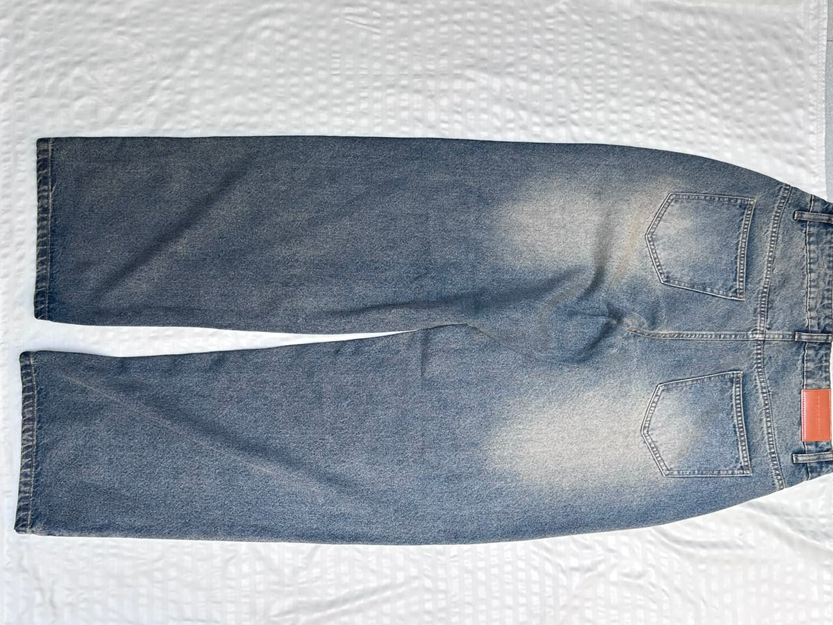 High-Waist Acid Wash Wide-Leg Denim pants