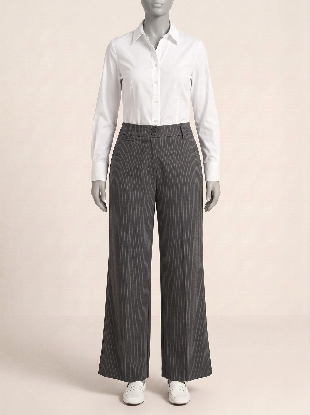 Dress Pant - Striped Grey straight Pant