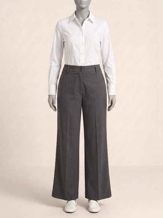 Dress Pant - Striped Grey straight Pant