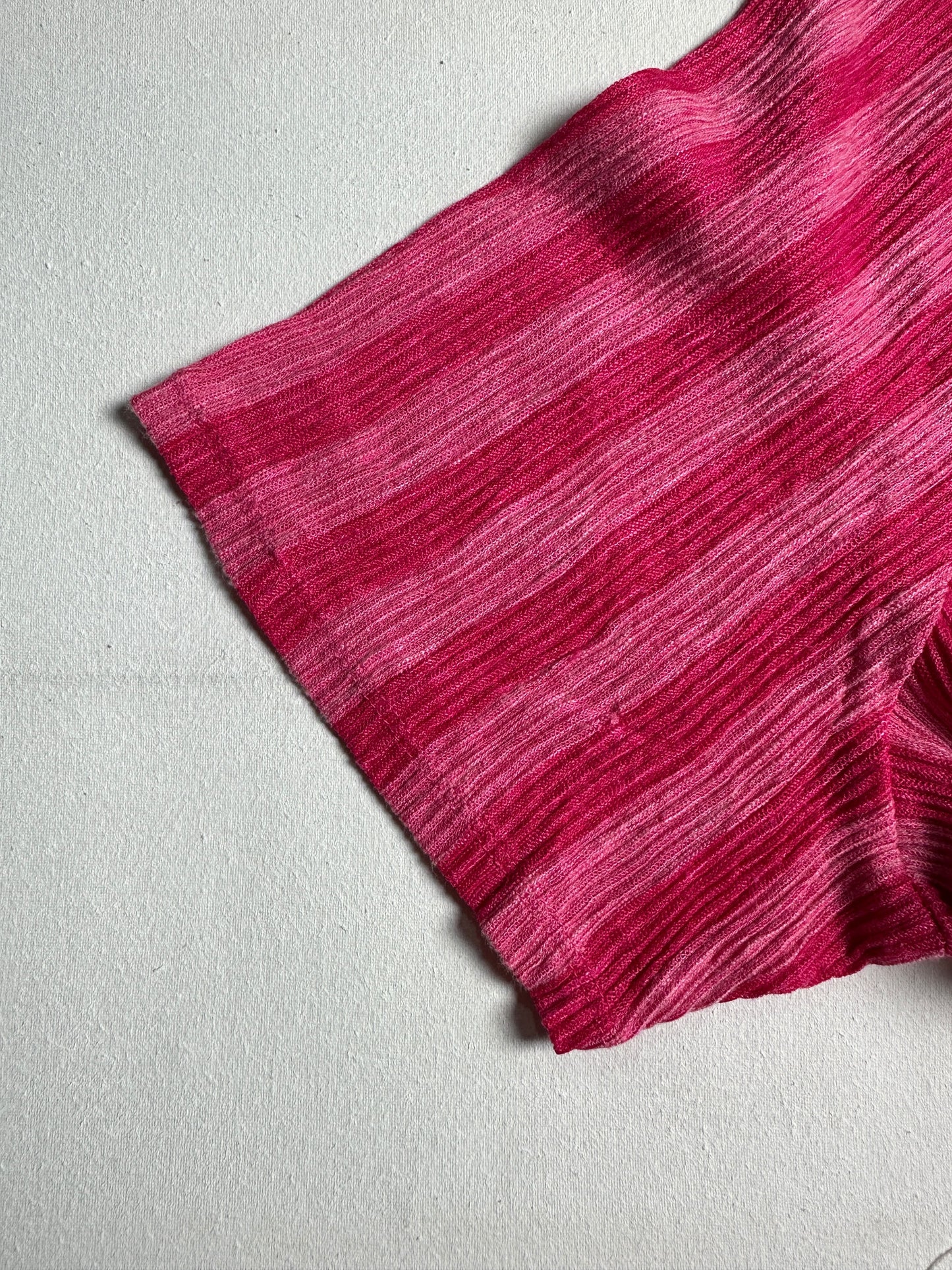 Pink Textured Crinkle Stripe Short-Sleeve Top