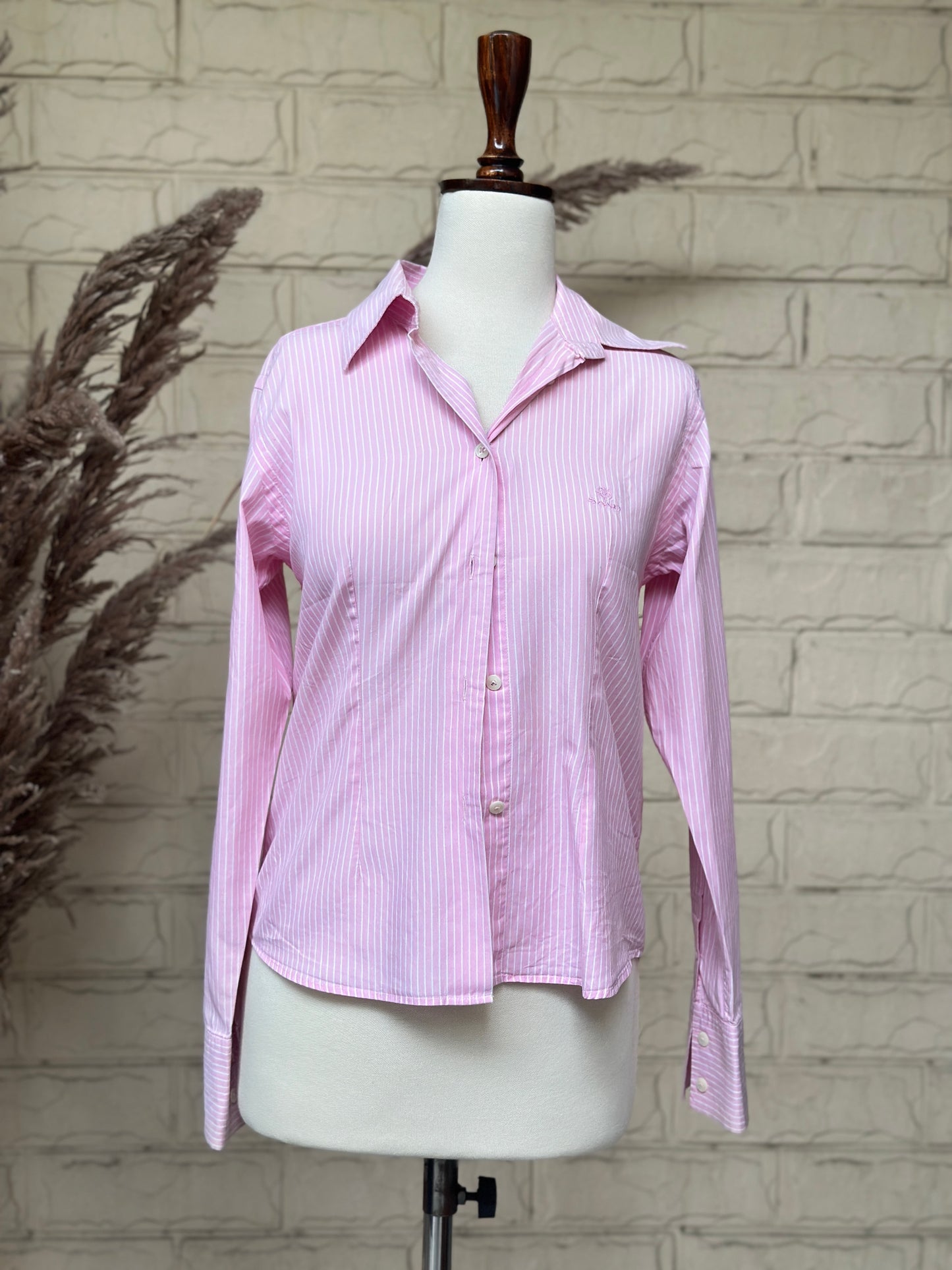 Lilac-Pink Striped Cotton Poplin Blouse