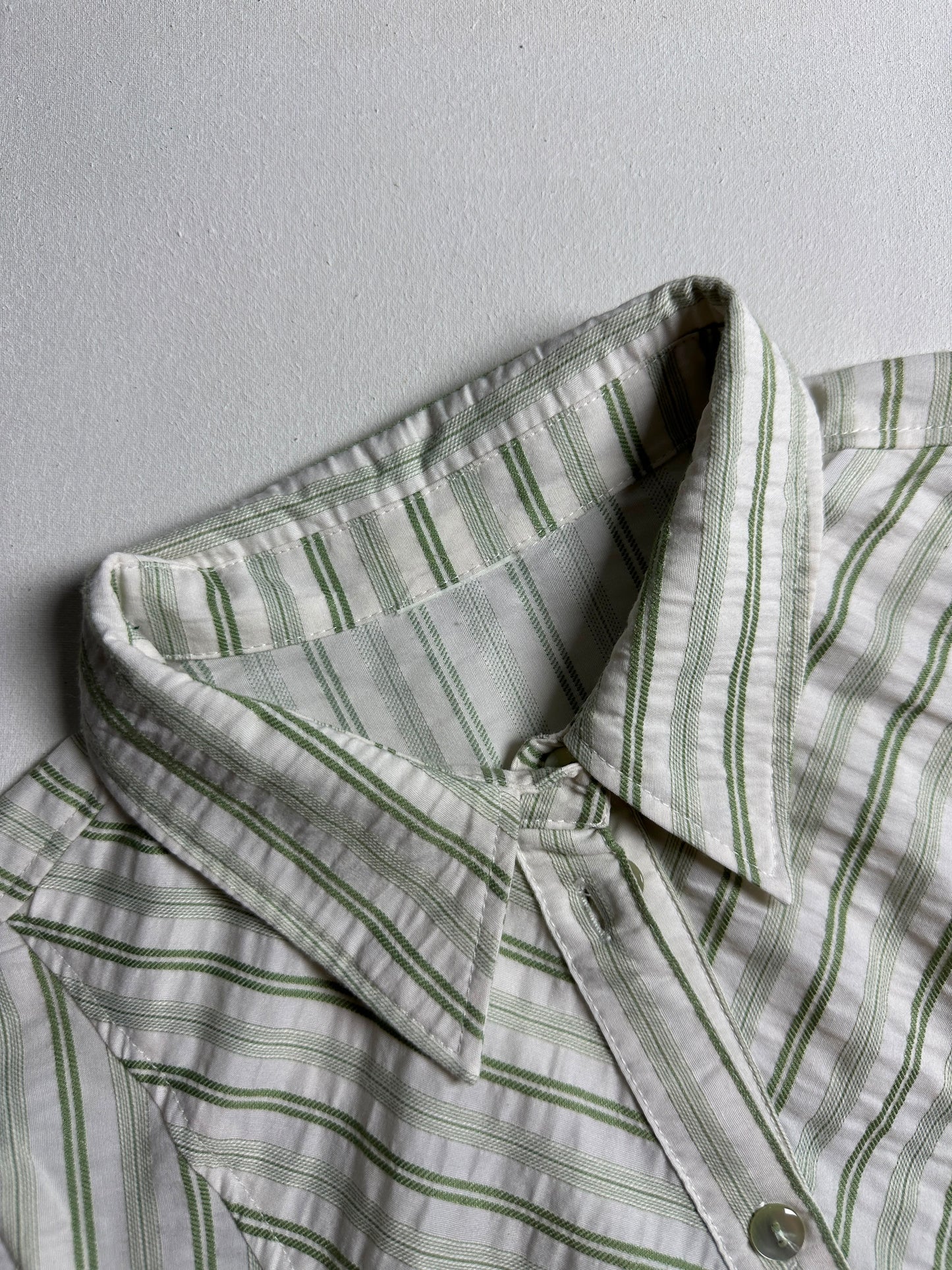 Sage Green Chevron Striped Long-Sleeve Button-Down Shirt