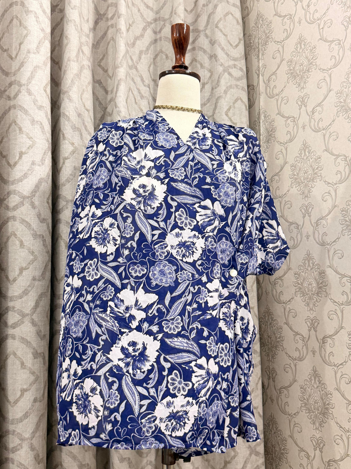 Floral Print Wrap-Front Casual To