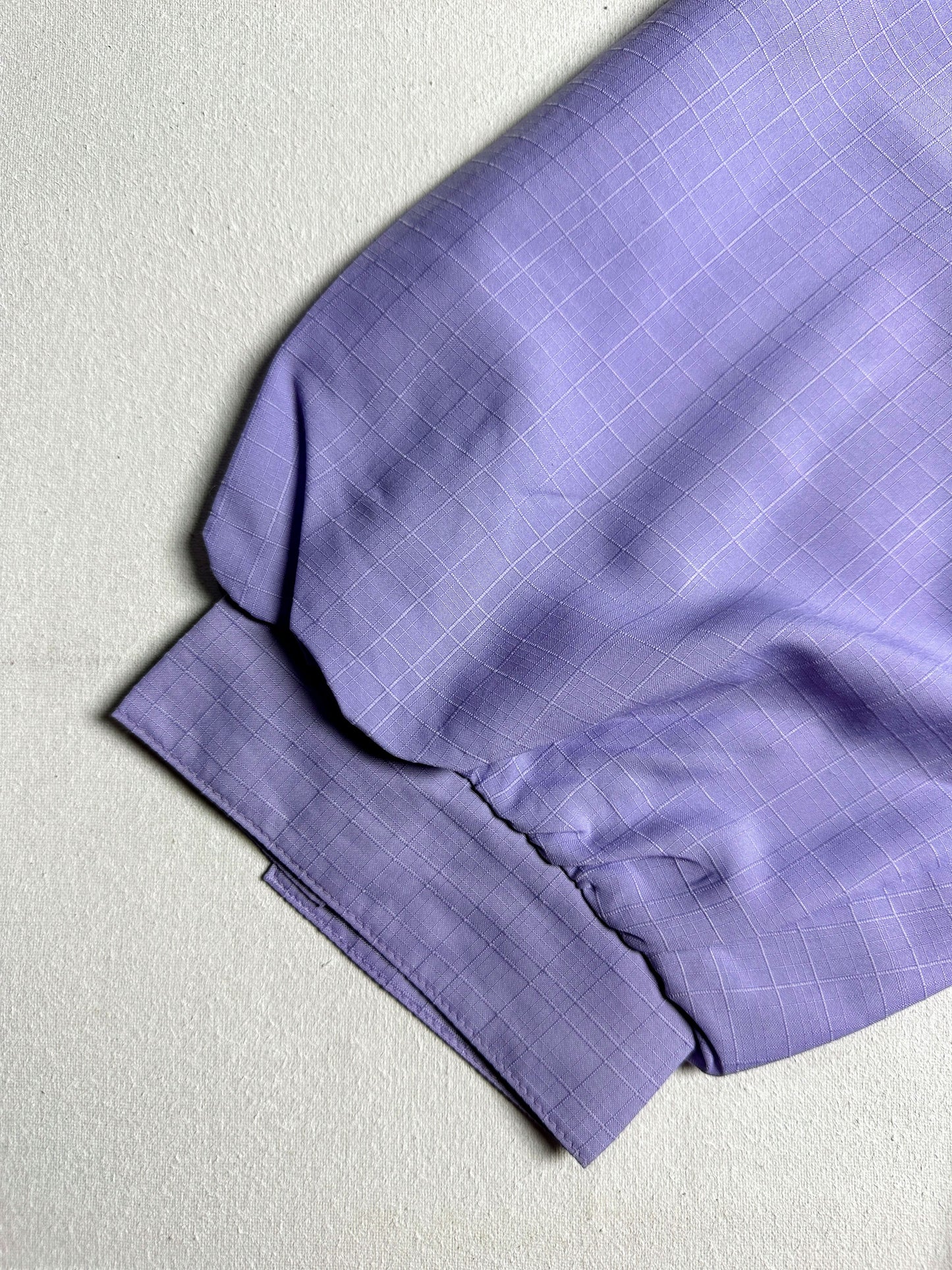 Lavender Seersucker Pinstripe Top with Gathered Shoulders