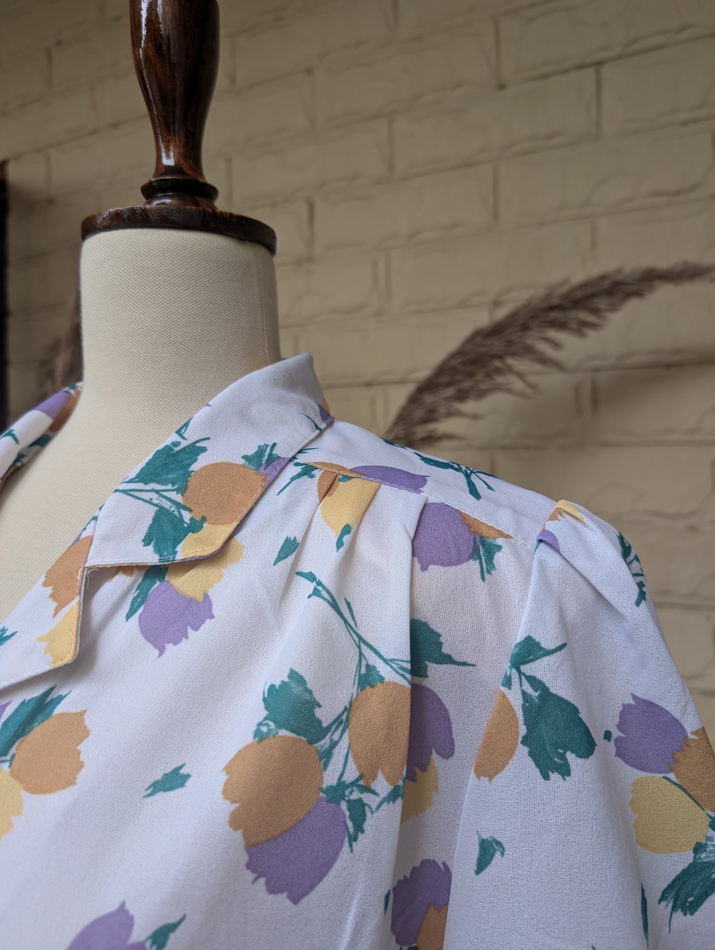 Yellow & Lavender Floral Print Short-Sleeve Cuban Collar Shirt