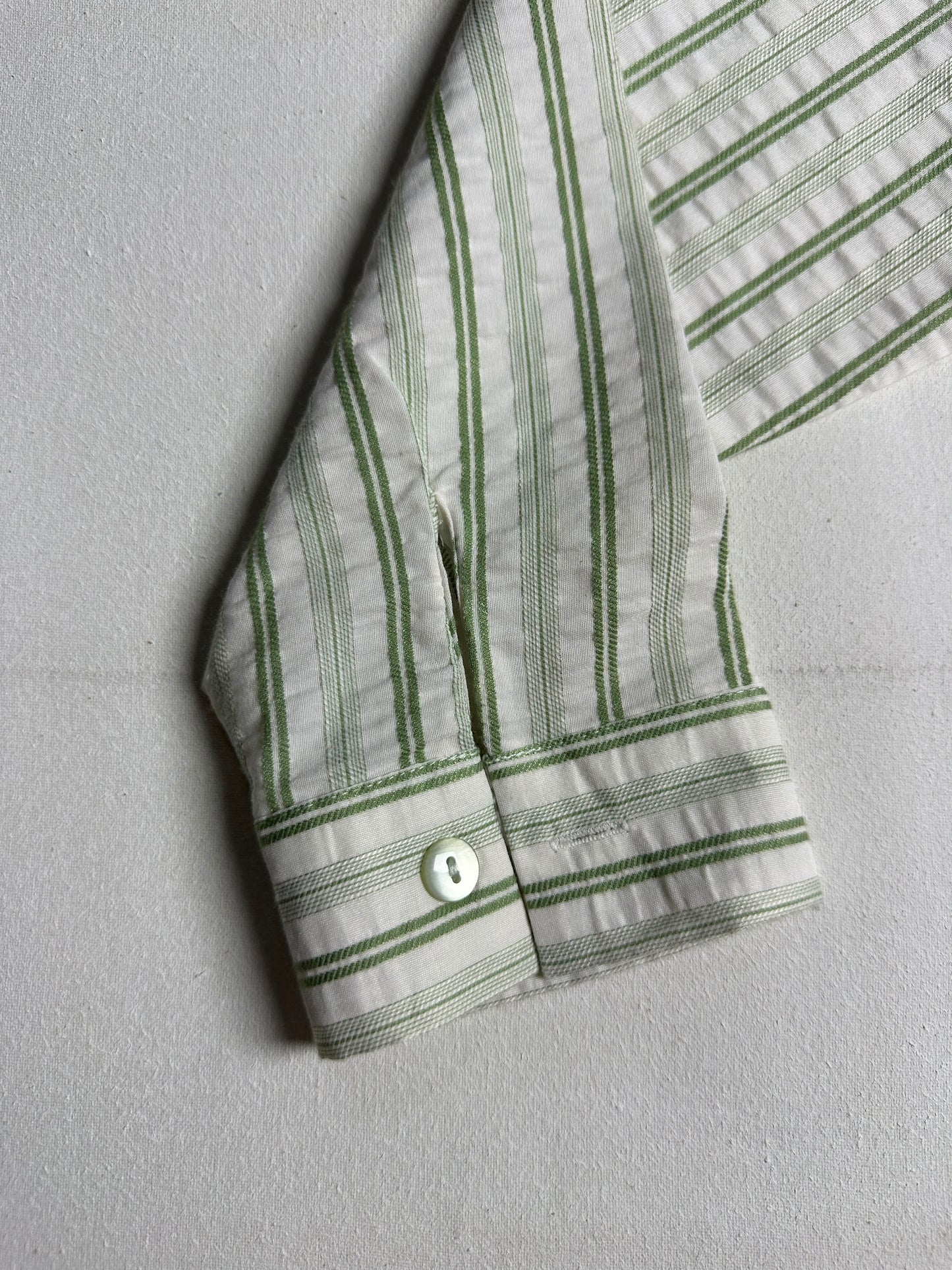 Sage Green Chevron Striped Long-Sleeve Button-Down Shirt