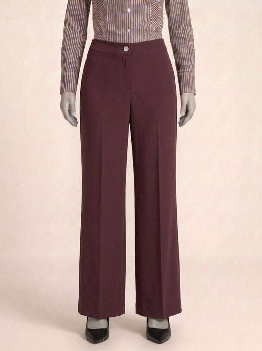 Deep Brown Vintage Wide-Leg Dress Pant