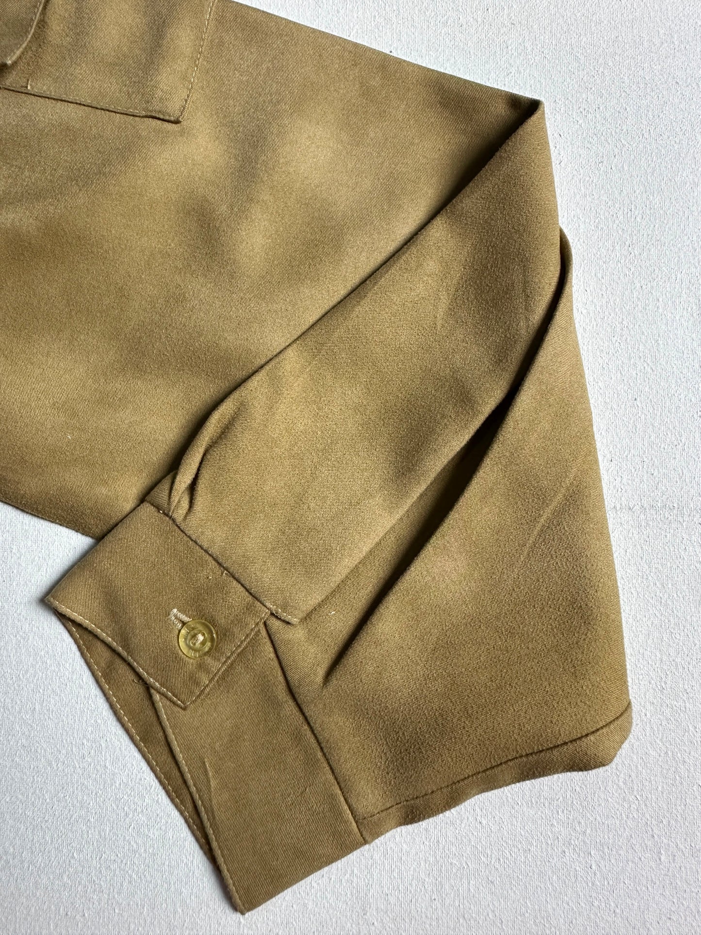 Camel Faux Suede Button-Down Shirt