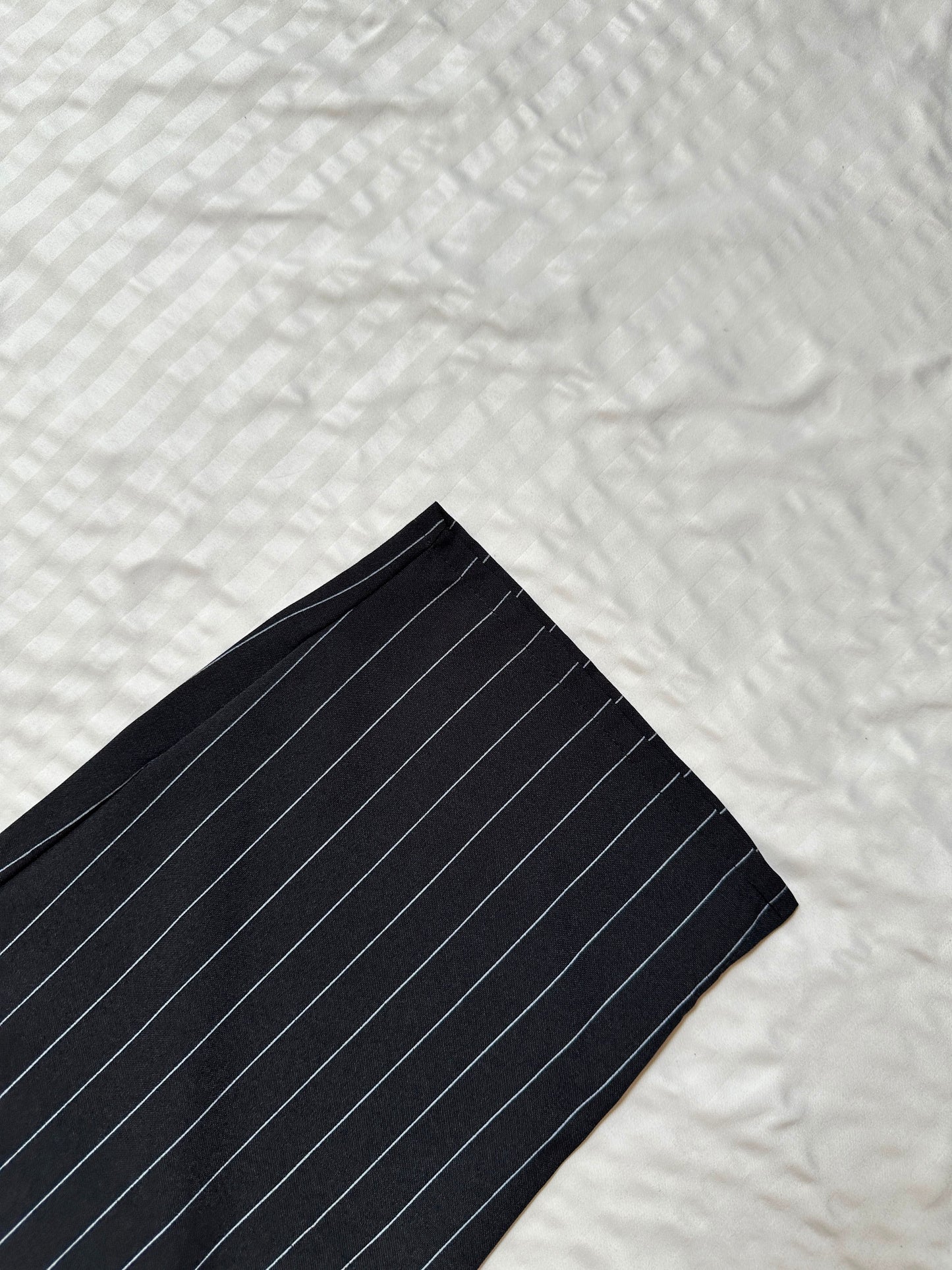 Dress Pant - Striped Black Straight Pant