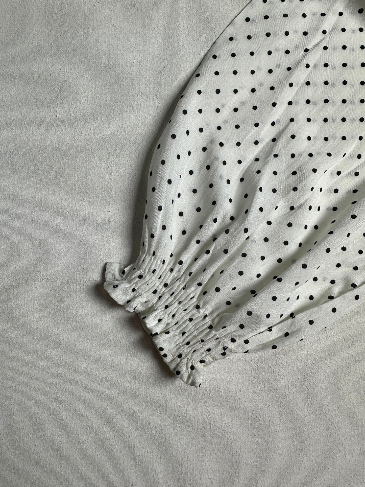 Ivory Fine Swiss Dot Ruffle-Collar Top