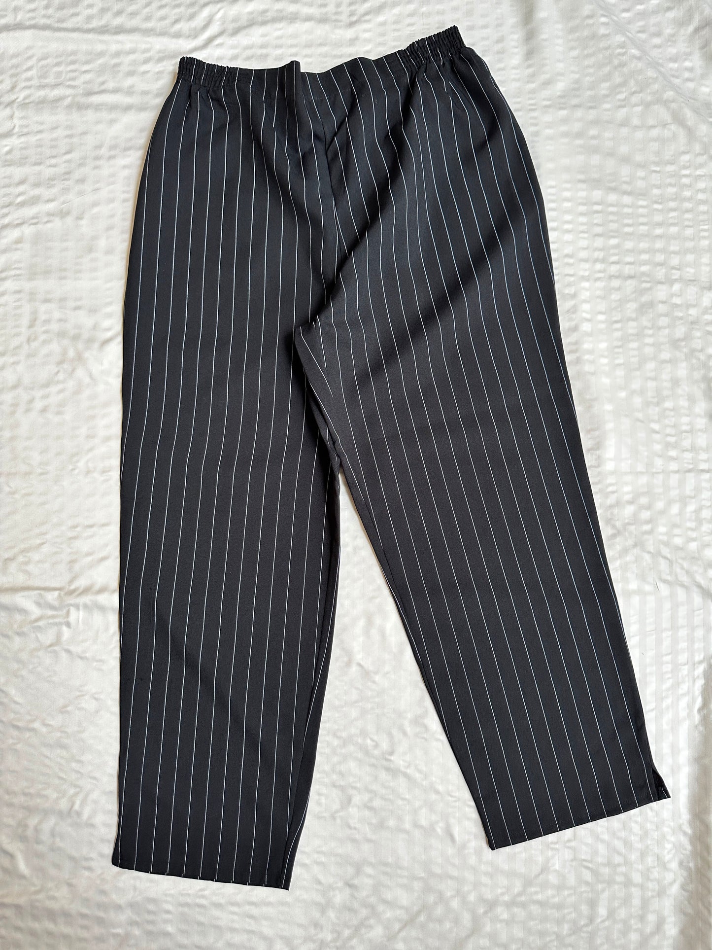 Dress Pant - Striped Black Straight Pant