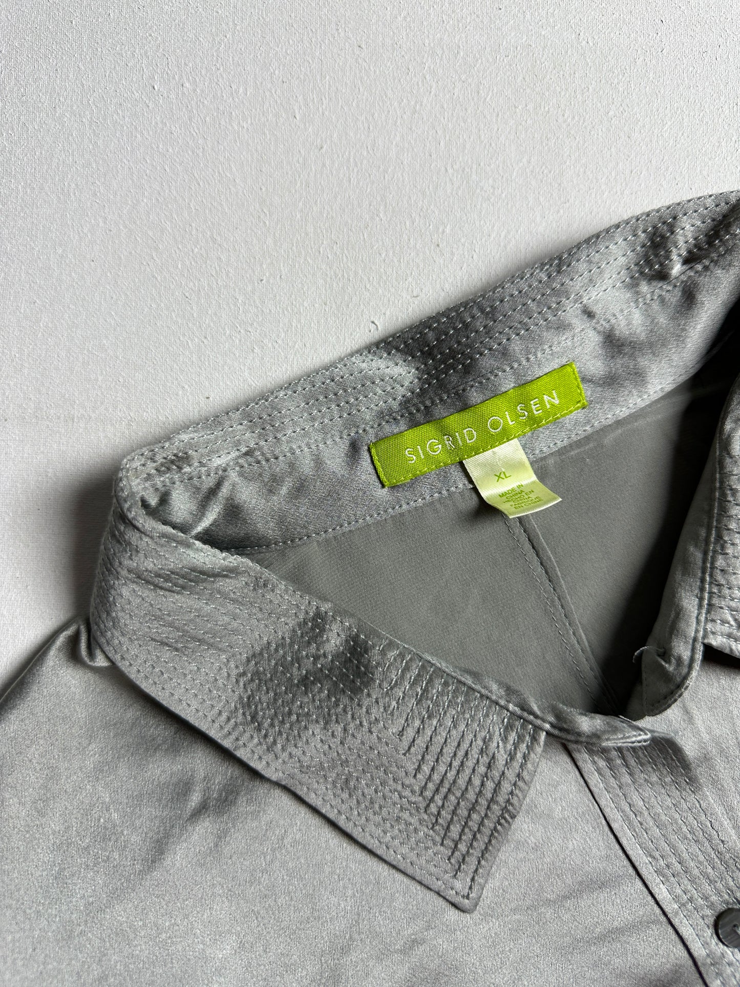 Metallic Silk-Touch Oversized Top in Silver