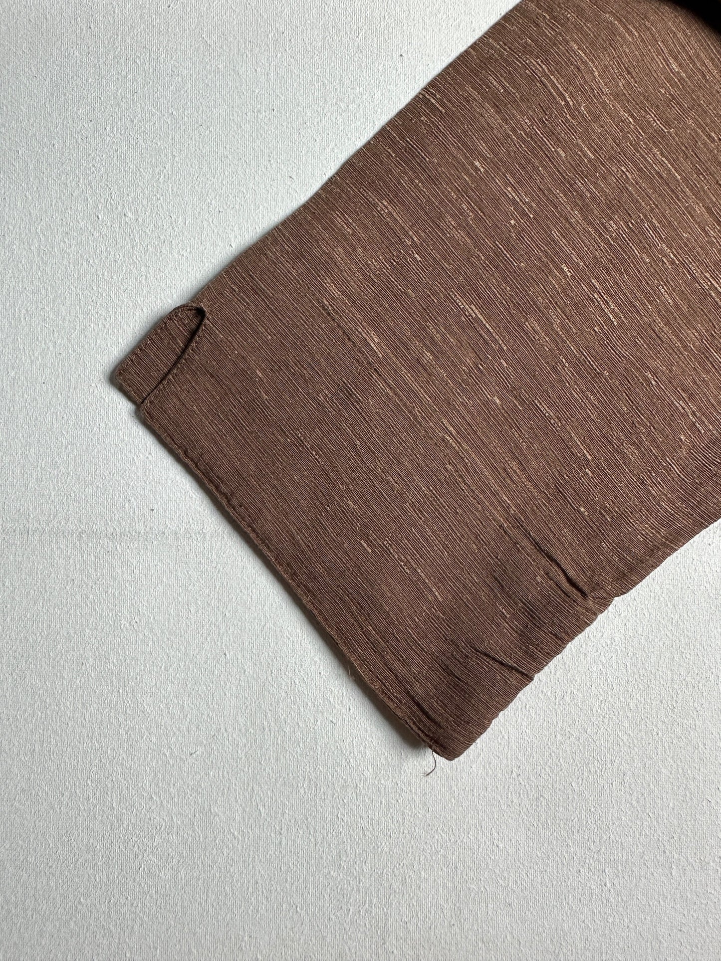 Chocolate Brown Crinkle-Textured Collared Wrap Top